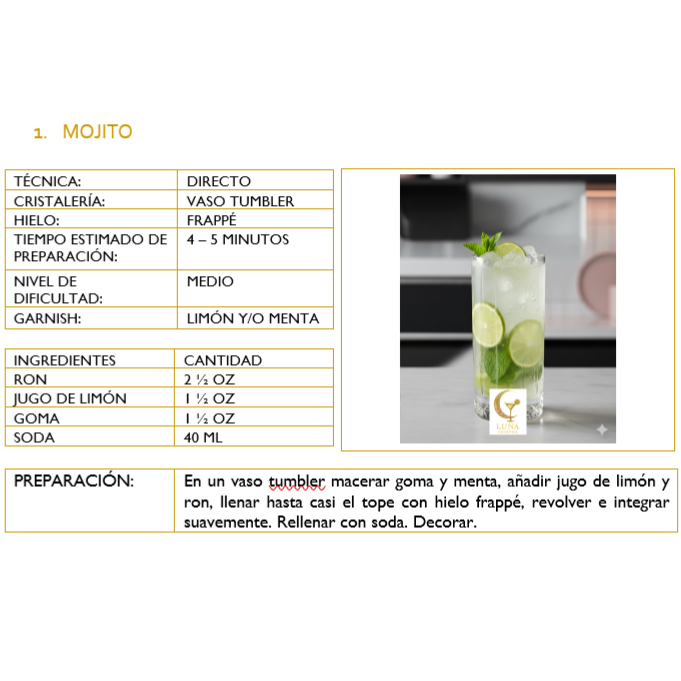 RECETARIO 15 COCKTAILS CLÁSICOS - PARA PRINCIPIANTES